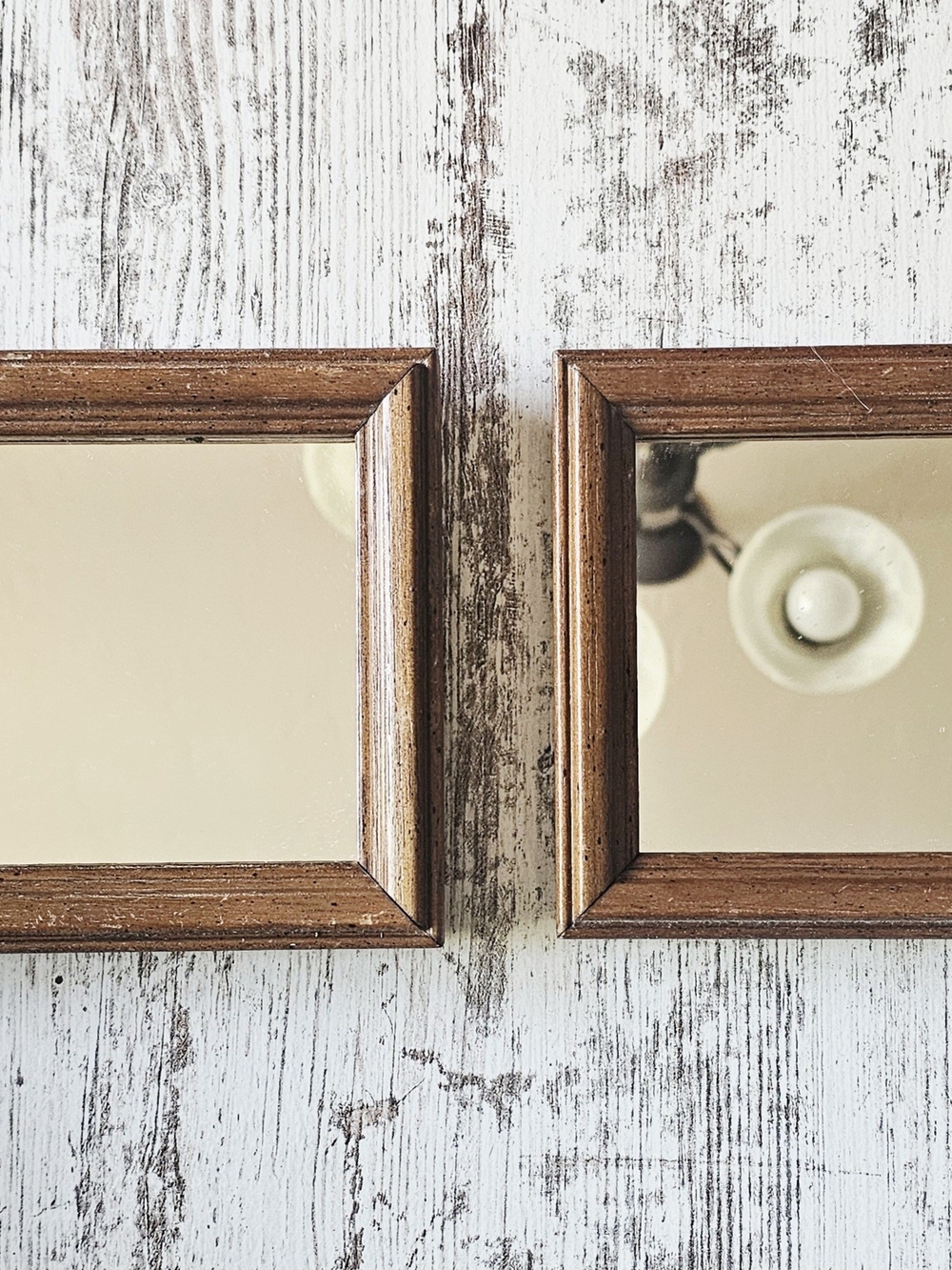 Vintage Homco Set of 2 Small Square Wood Frame Accent Mirrors Decorative 5.5"